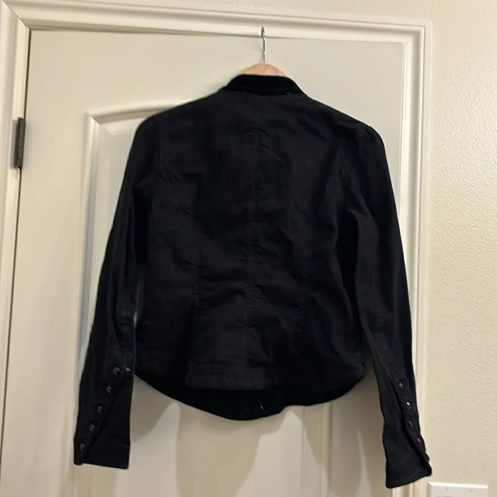 Ralph Lauren black denim woman's jacket w velvet at the collar/sparkly buttons - Picture 9 of 16